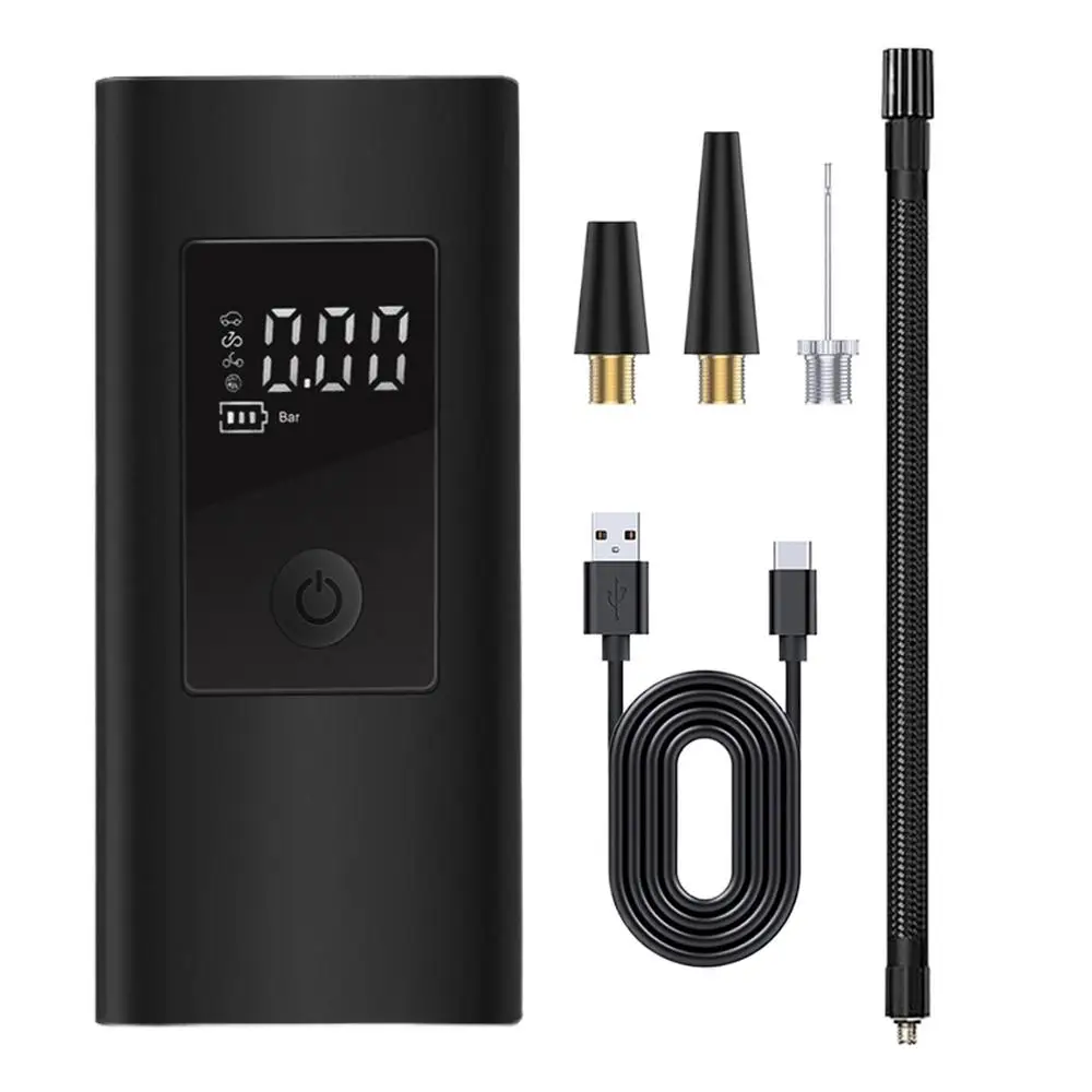 Car Tire Inflator Wireless Rechargeable Tire Inflator Portable Air Compressor With 3 Nozzles Digital Display Motorcycle Air Pump