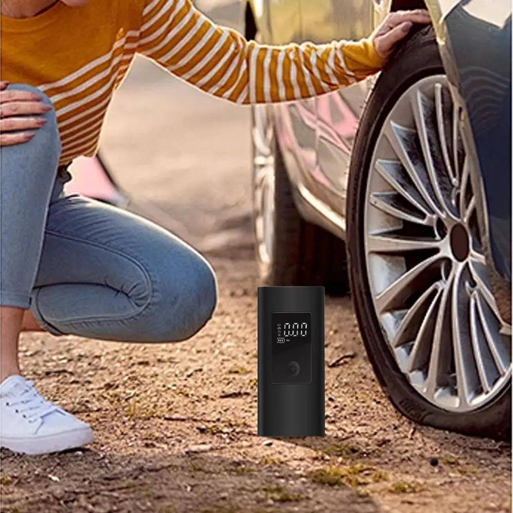 Car Tire Inflator Wireless Rechargeable Tire Inflator Portable Air Compressor With 3 Nozzles Digital Display Motorcycle Air Pump