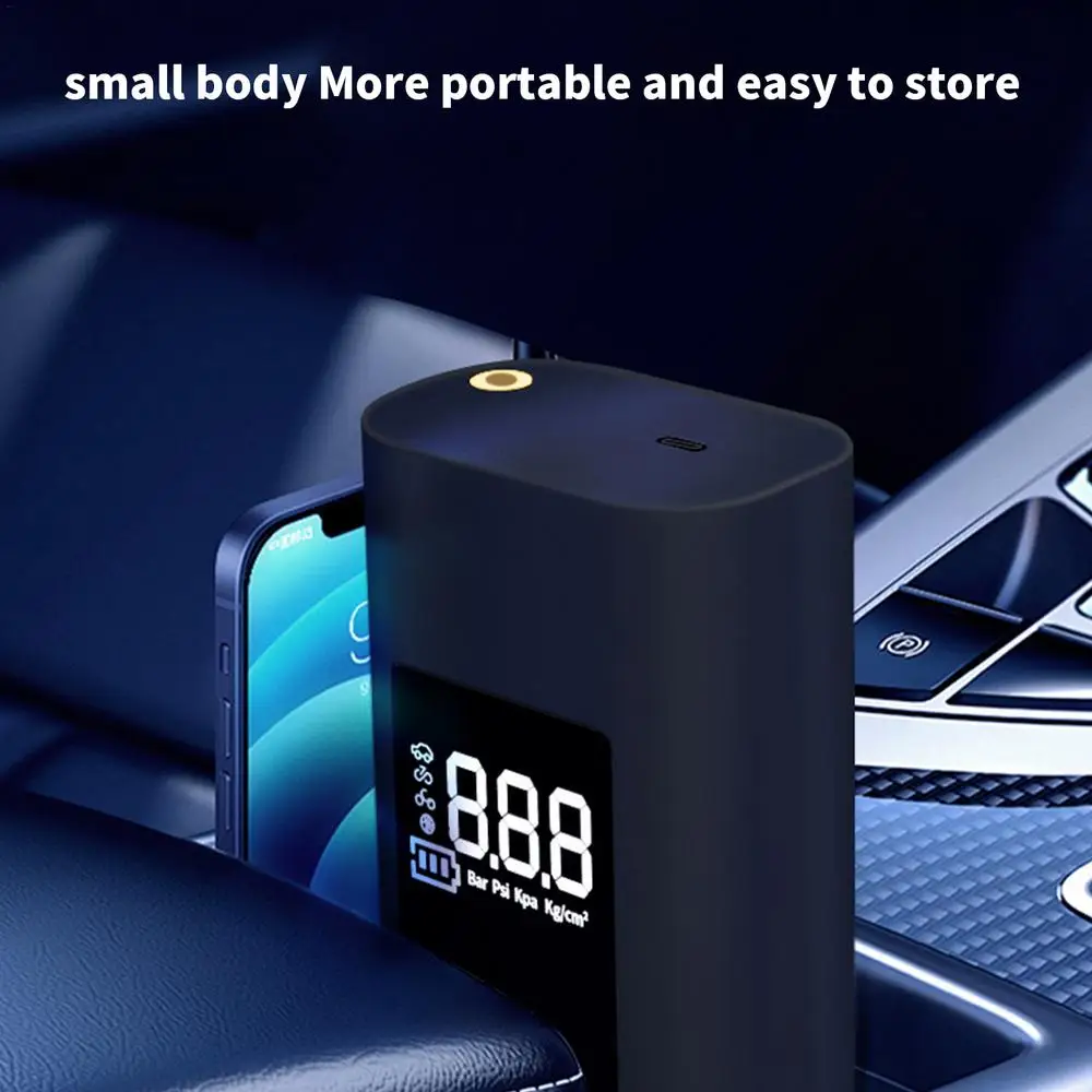 Car Tire Inflator Wireless Rechargeable Tire Inflator Portable Air Compressor With 3 Nozzles Digital Display Motorcycle Air Pump