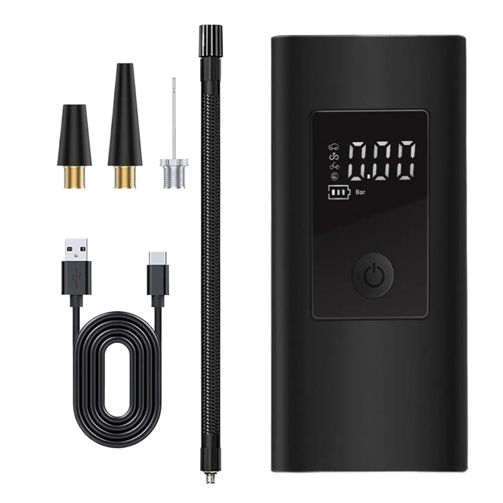 Car Tire Inflator Wireless Rechargeable Tire Inflator Portable Air Compressor With 3 Nozzles Digital Display Motorcycle Air Pump