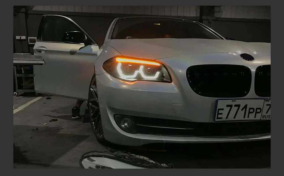 AKD Head Lamp for BMW F10 F18 LED Headlight 2010-2016 Headlights 520i 525i 530i DRL Turn Signal High Beam Angel Eye Projector