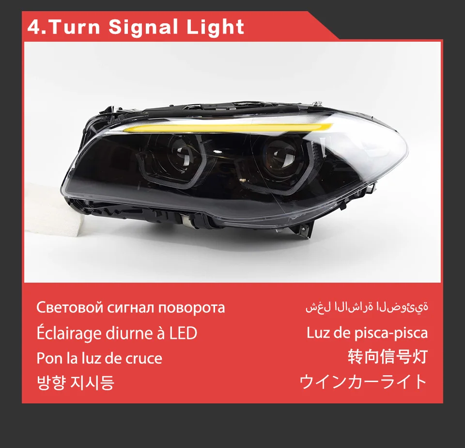 AKD Head Lamp for BMW F10 F18 LED Headlight 2010-2016 Headlights 520i 525i 530i DRL Turn Signal High Beam Angel Eye Projector