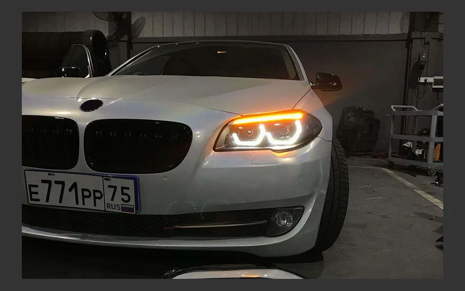 AKD Head Lamp for BMW F10 F18 LED Headlight 2010-2016 Headlights 520i 525i 530i DRL Turn Signal High Beam Angel Eye Projector