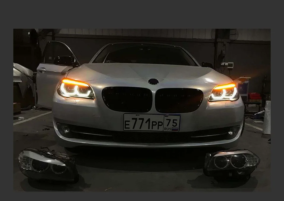 AKD Head Lamp for BMW F10 F18 LED Headlight 2010-2016 Headlights 520i 525i 530i DRL Turn Signal High Beam Angel Eye Projector