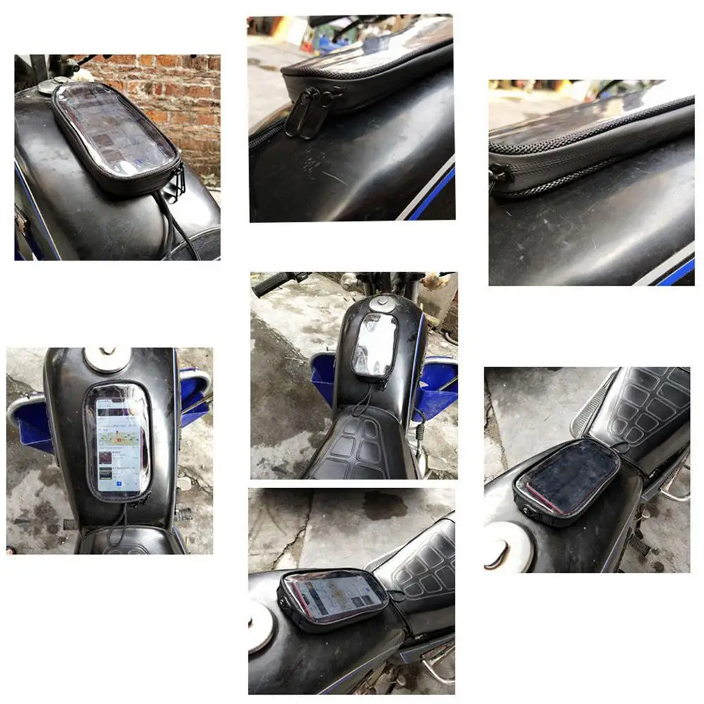 Motorcycle Tank Bag Magnetic Water-Resistant Motorcycle Cell Phone Bag Motorcycle Tank Pouch Zippered Motorcycle Accessories