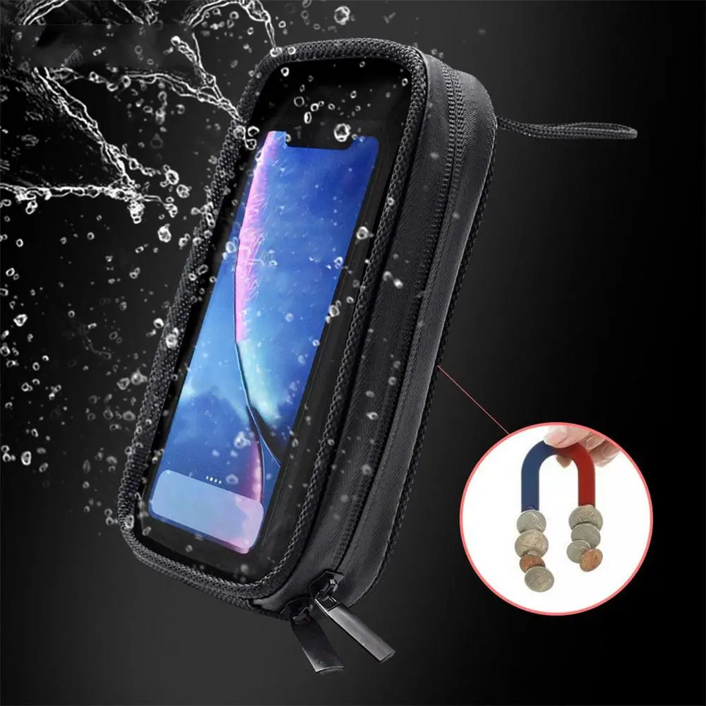Motorcycle Tank Bag Magnetic Water-Resistant Motorcycle Cell Phone Bag Motorcycle Tank Pouch Zippered Motorcycle Accessories