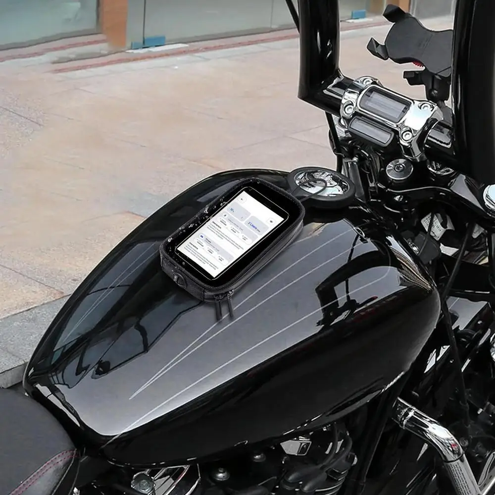 Motorcycle Tank Bag Magnetic Water-Resistant Motorcycle Cell Phone Bag Motorcycle Tank Pouch Zippered Motorcycle Accessories