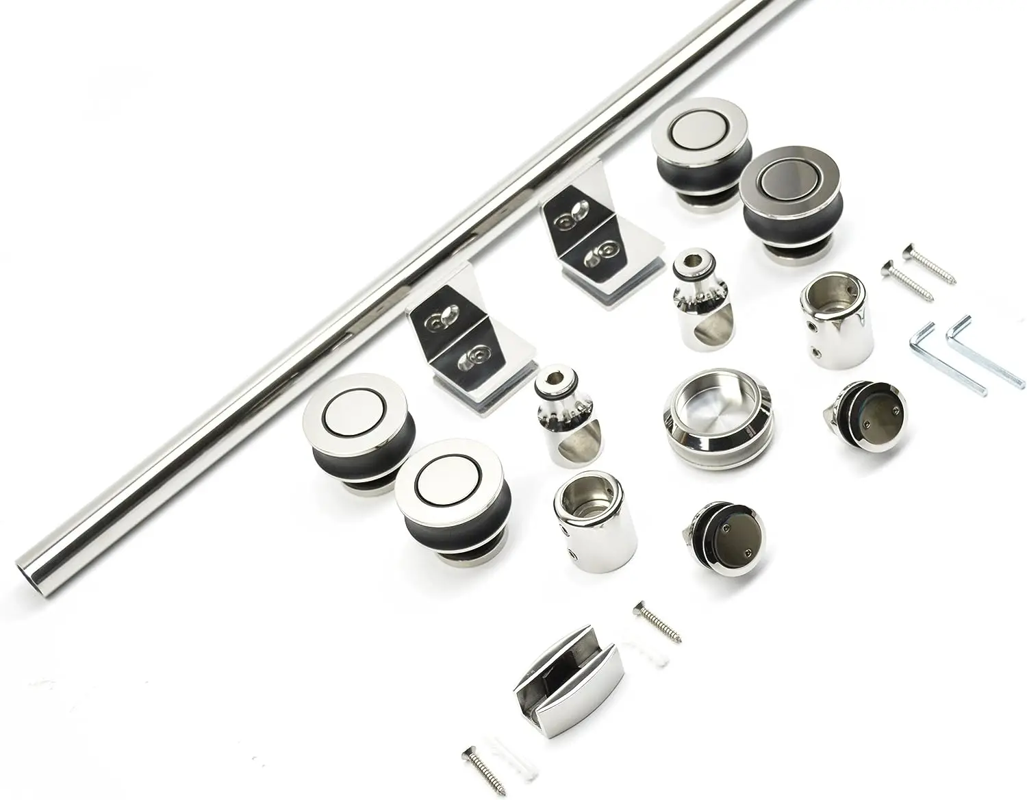 DIYHD 5FT 6.6FT Frameless Glass Shower Door Hardware Sliding Rail Shower Room Kit,Chrome