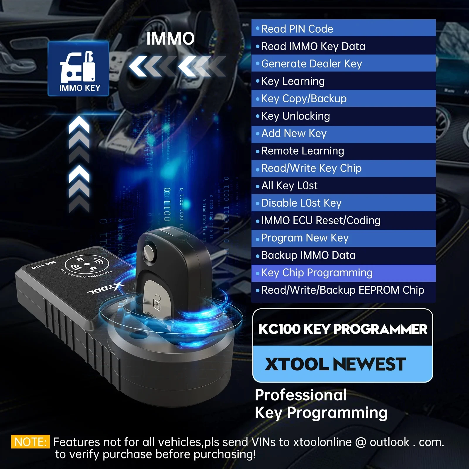 XTOOL KC100 Key Programmer Work with XTOOL X100PADS D8S D9SPro IP919 IK618 InPlus IP819