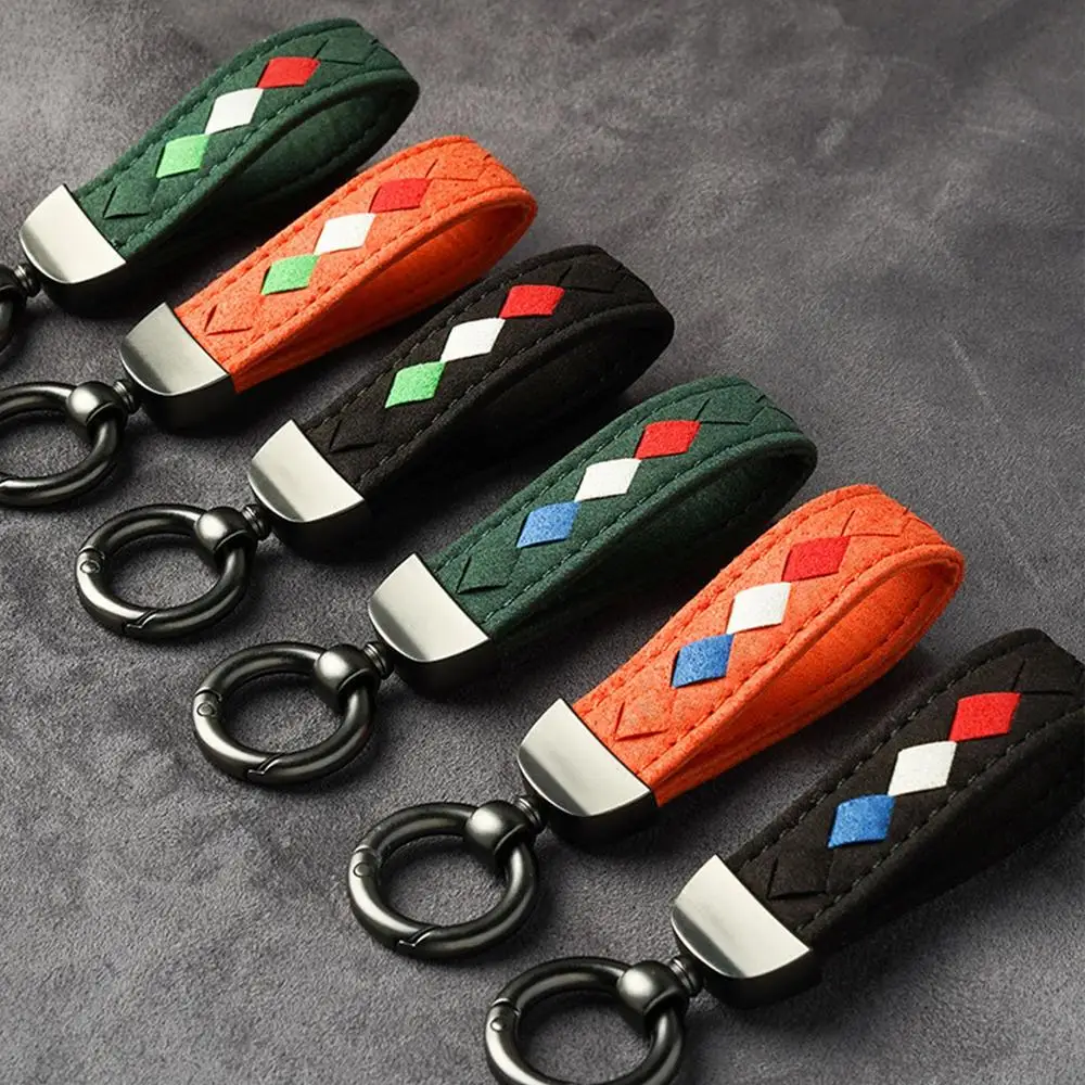 1pc Fashion Car Keychain Ring Vintage Leather Zinc Alloy Key Chain Holder Universal Luxury Keyring Car Inerior Accessories