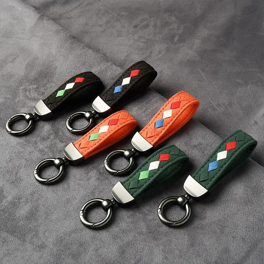 1pc Fashion Car Keychain Ring Vintage Leather Zinc Alloy Key Chain Holder Universal Luxury Keyring Car Inerior Accessories