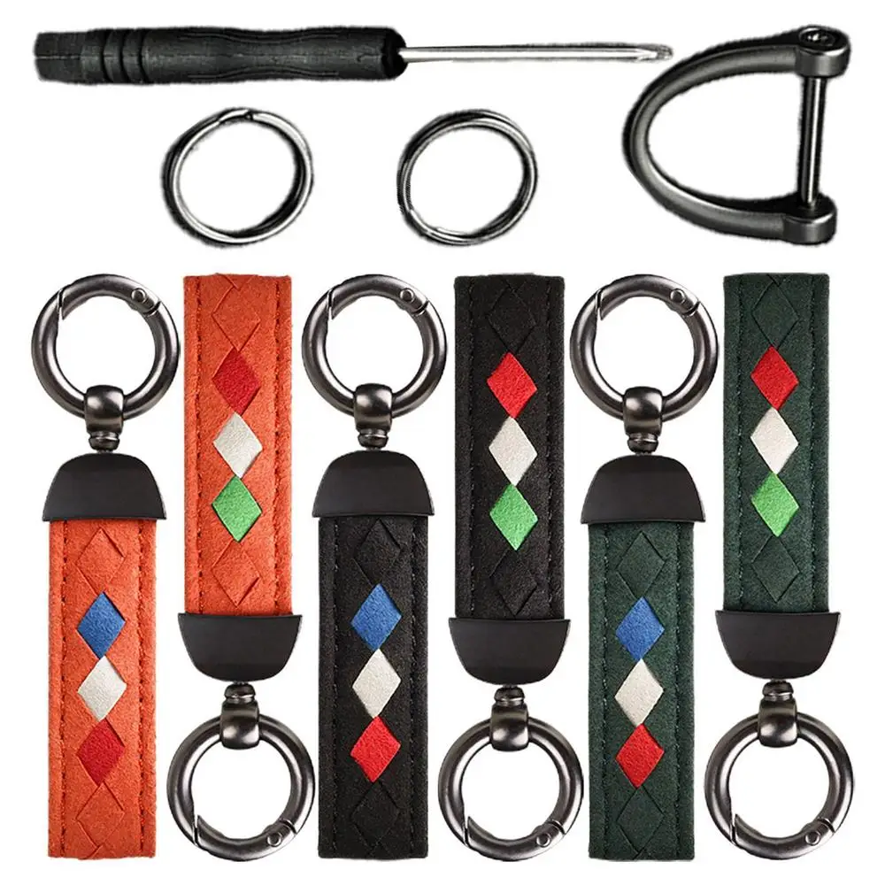 1pc Fashion Car Keychain Ring Vintage Leather Zinc Alloy Key Chain Holder Universal Luxury Keyring Car Inerior Accessories