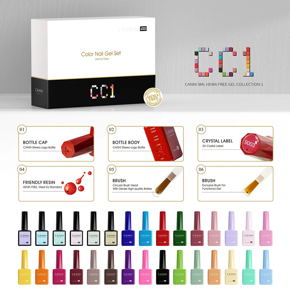 VENALISA Supply HEMA FREE Gel Nail Polish Kit CANNI 9ml Full Coverage Nail Gel Manicure Nowipe Topcoat Soak Off UV LED Varnish