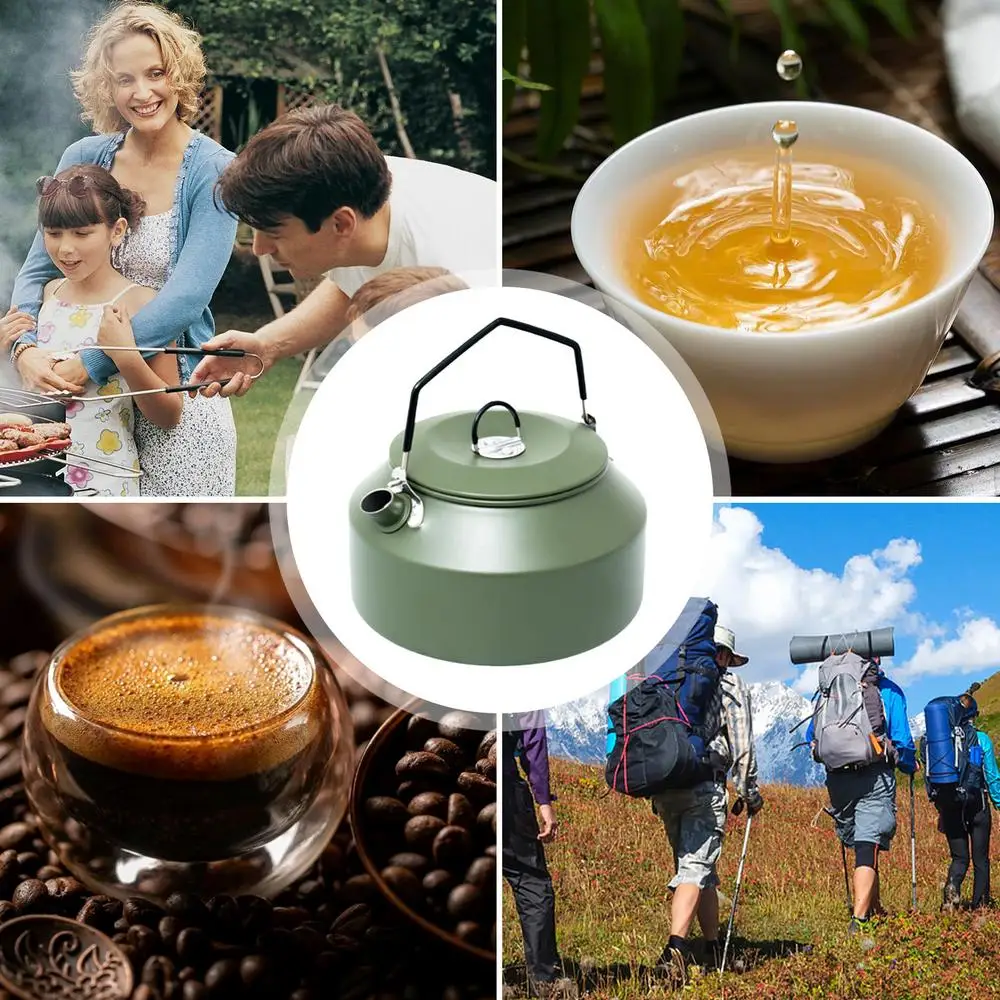 1.35L Outdoor Camping Kettle Aluminum Alloy Fast Heating Tea Kettle Portable Camping Teapot Kettle Coffee Pot Hiking Tableware