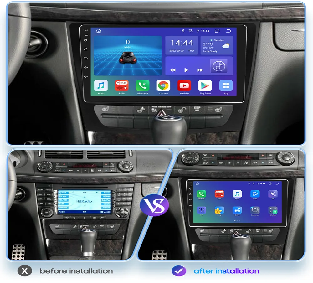 Hizpo 2din Android Car Radio For Mercedes Benz E-class W211 E200 E220 E300 E350 E240 E270 E280 W219 Multimedia GPS Navi Carplay