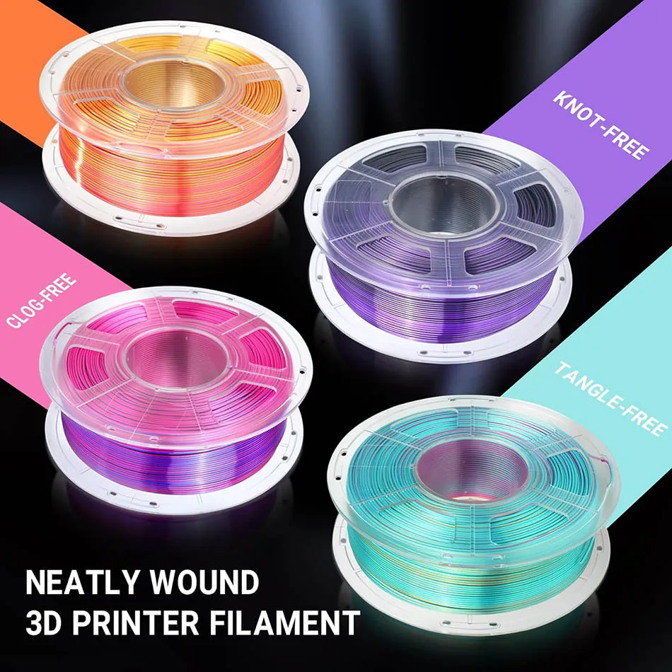 JAYO PLA Rainbow 3D Filament Silk PLA plus Rainbow 3D Printer Filament For FDM 3D Printer Silk PLA+ Dual / Triple Color 5pcs/set