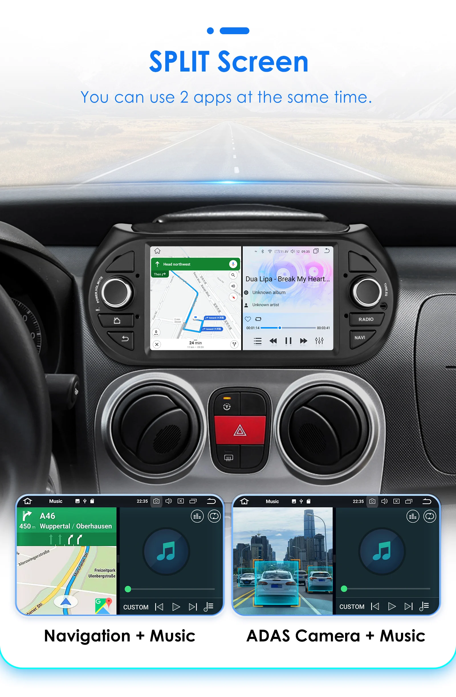Hizpo AI Voice Android Car Radio Multimedia Video Player for Fiat Fiorino Citroen Nemo Peugeot Bipper GPS Carplay 4G RDS Stereo