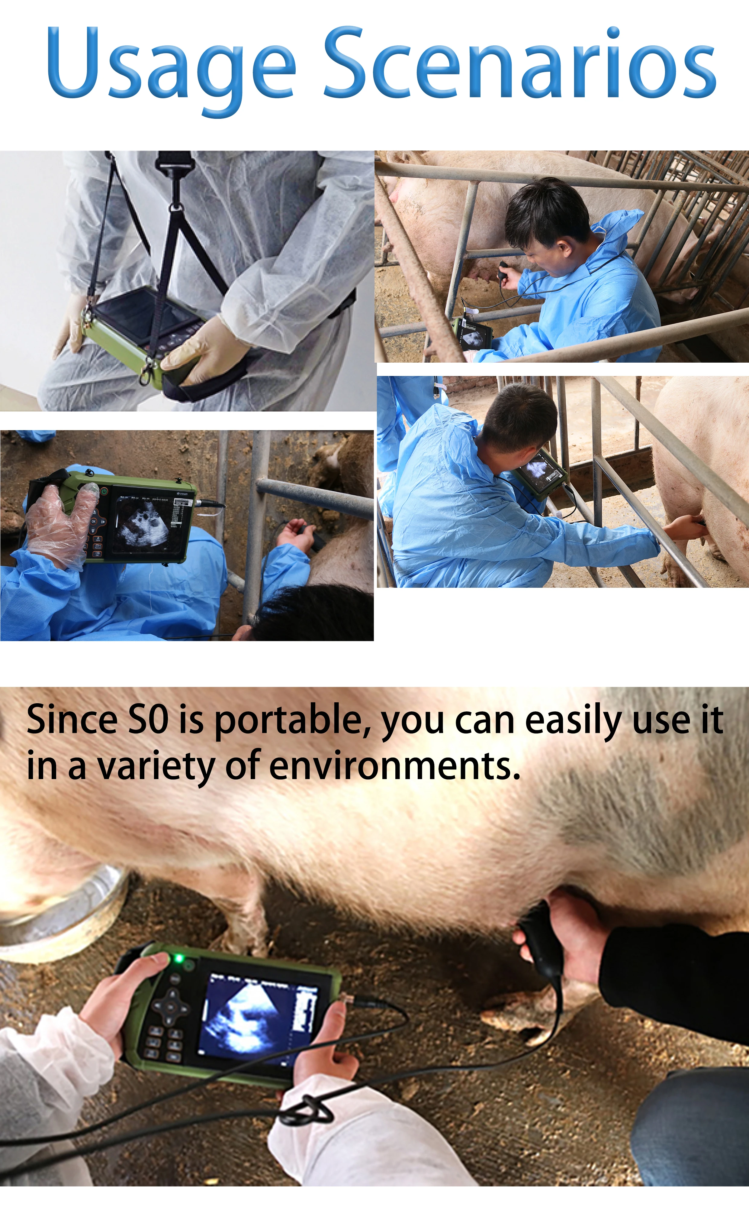 Portable Veterinary Ultrasound Scanner, Vet Pregnancy Ultra Machine with 3.5MHz Convex Probe for Pig Sheep Goat Dogs Animals