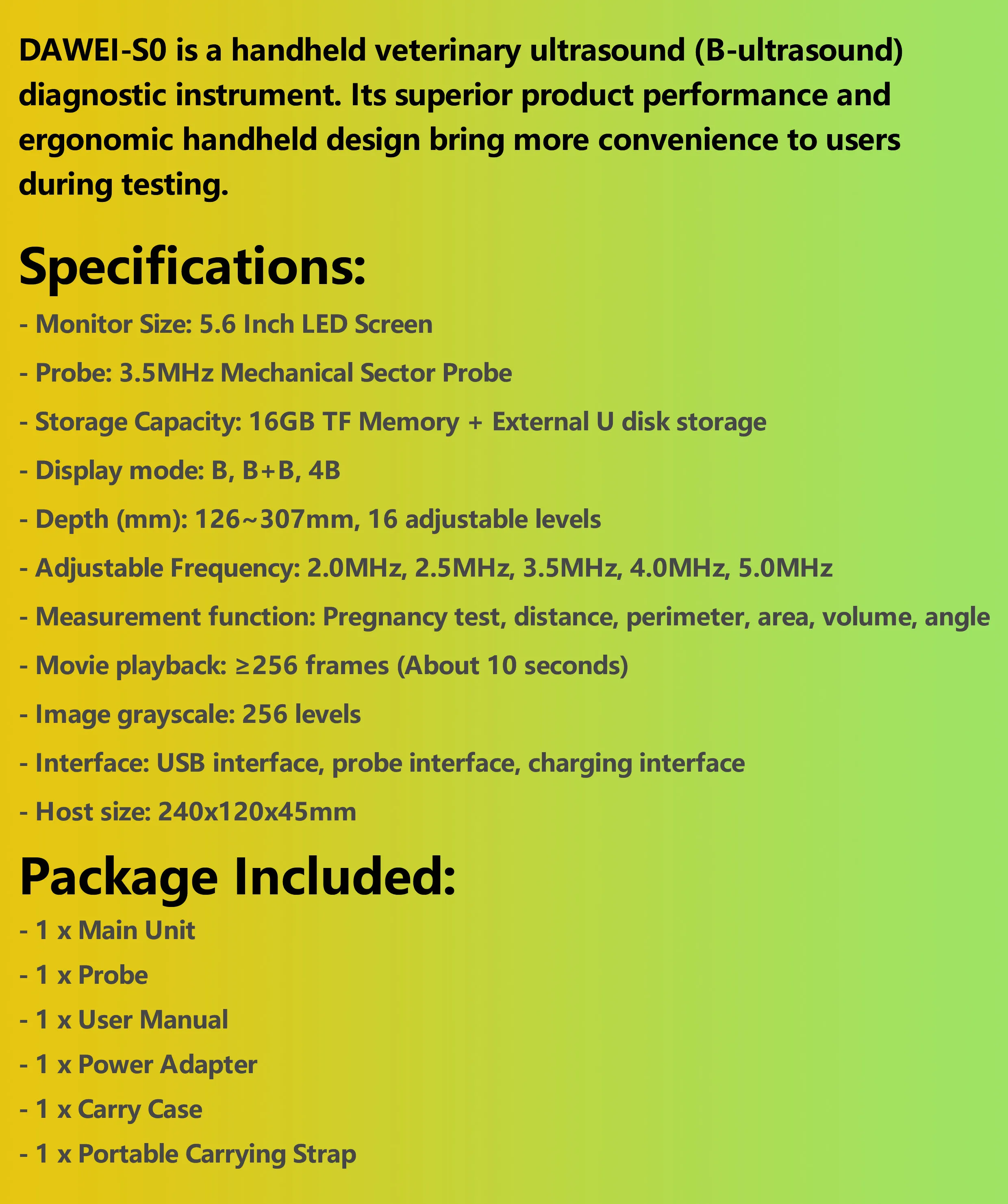 Portable Veterinary Ultrasound Scanner, Vet Pregnancy Ultra Machine with 3.5MHz Convex Probe for Pig Sheep Goat Dogs Animals