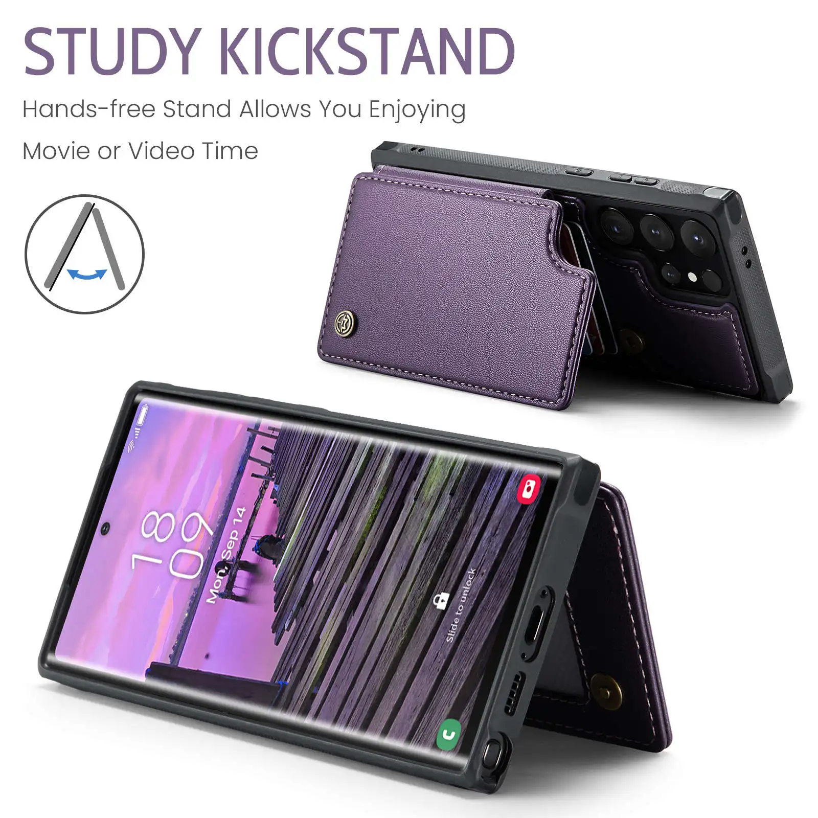 for Samsung Galaxy S24 Ultra S24 Plus S24 Case with Card Holder, Wallet Case RFID Blocking, Durable Leather Kickstand Phone Case