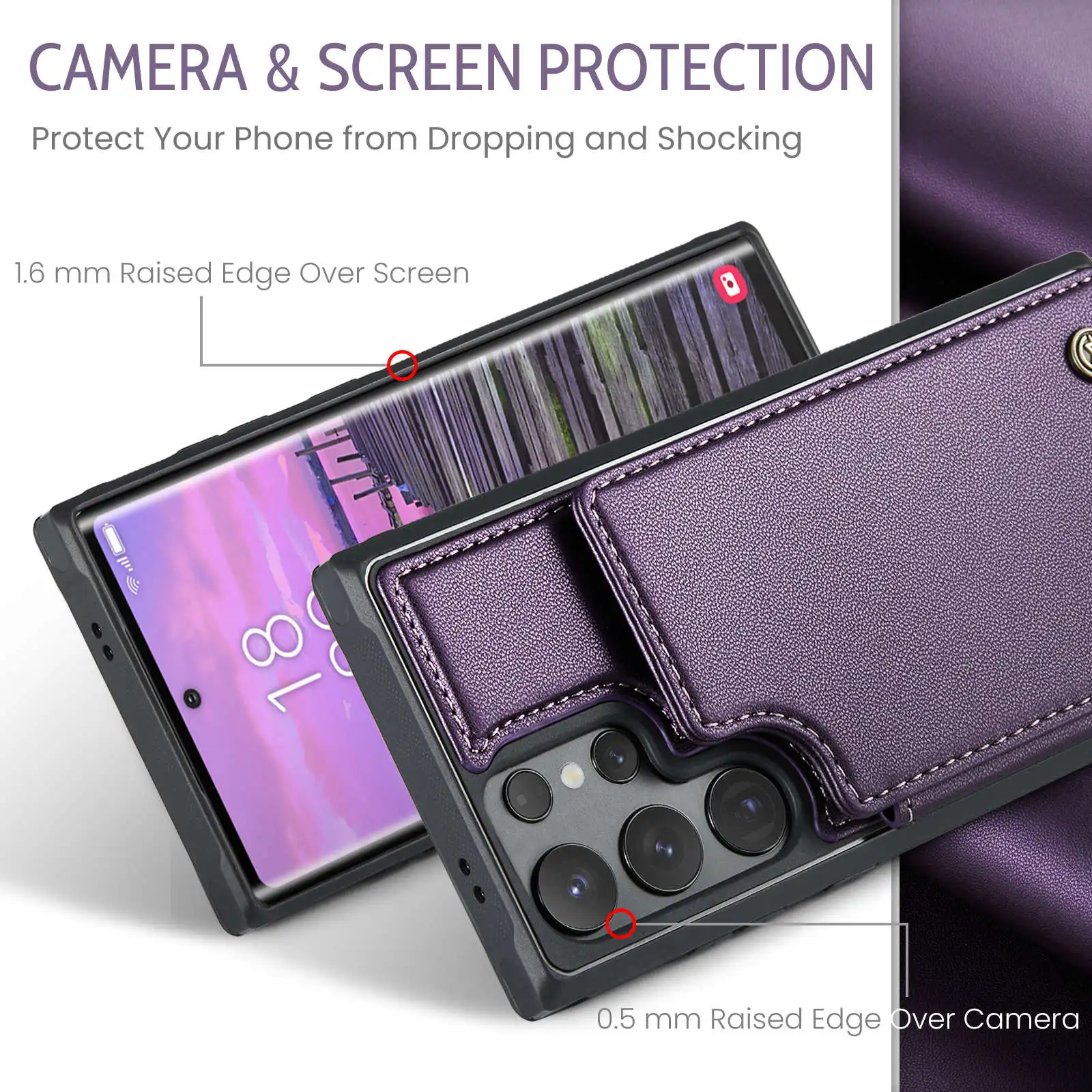 for Samsung Galaxy S24 Ultra S24 Plus S24 Case with Card Holder, Wallet Case RFID Blocking, Durable Leather Kickstand Phone Case