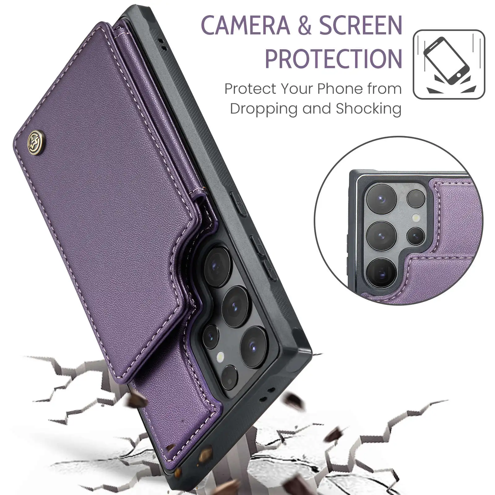 for Samsung Galaxy S24 Ultra S24 Plus S24 Case with Card Holder, Wallet Case RFID Blocking, Durable Leather Kickstand Phone Case