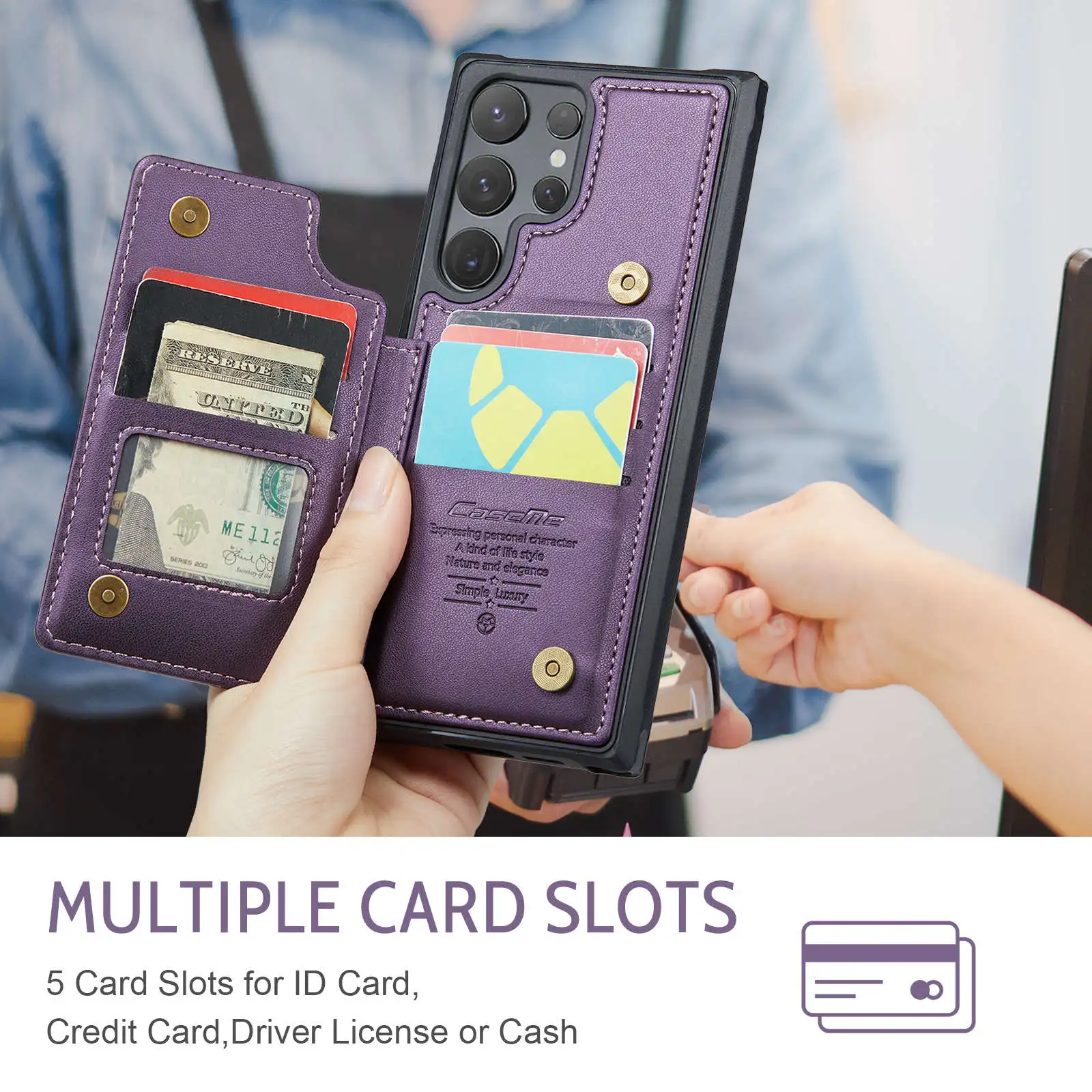 for Samsung Galaxy S24 Ultra S24 Plus S24 Case with Card Holder, Wallet Case RFID Blocking, Durable Leather Kickstand Phone Case