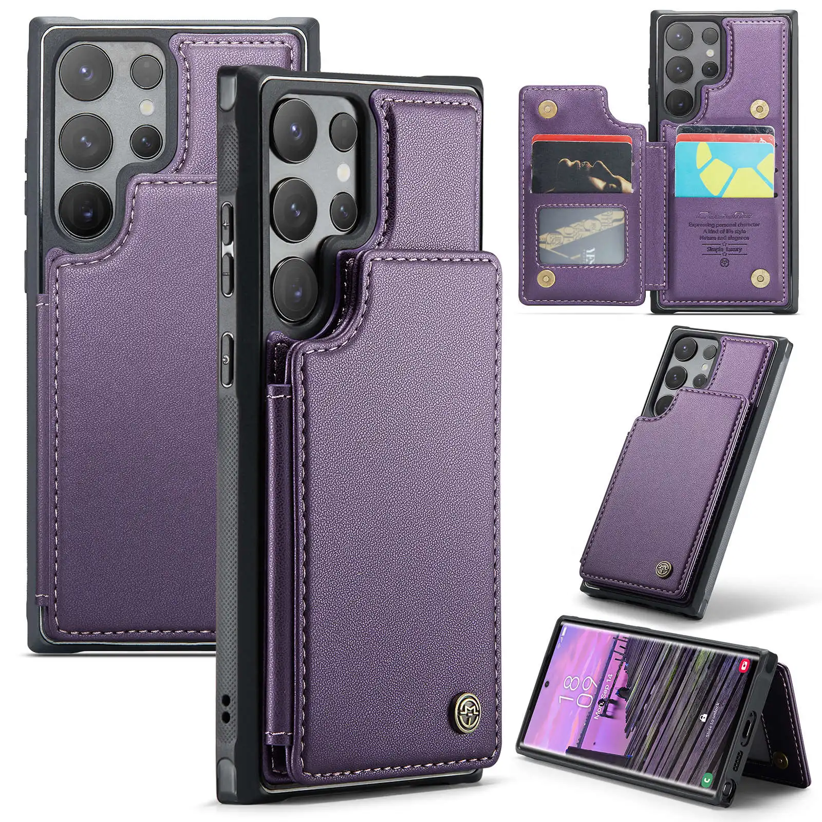 for Samsung Galaxy S24 Ultra S24 Plus S24 Case with Card Holder, Wallet Case RFID Blocking, Durable Leather Kickstand Phone Case