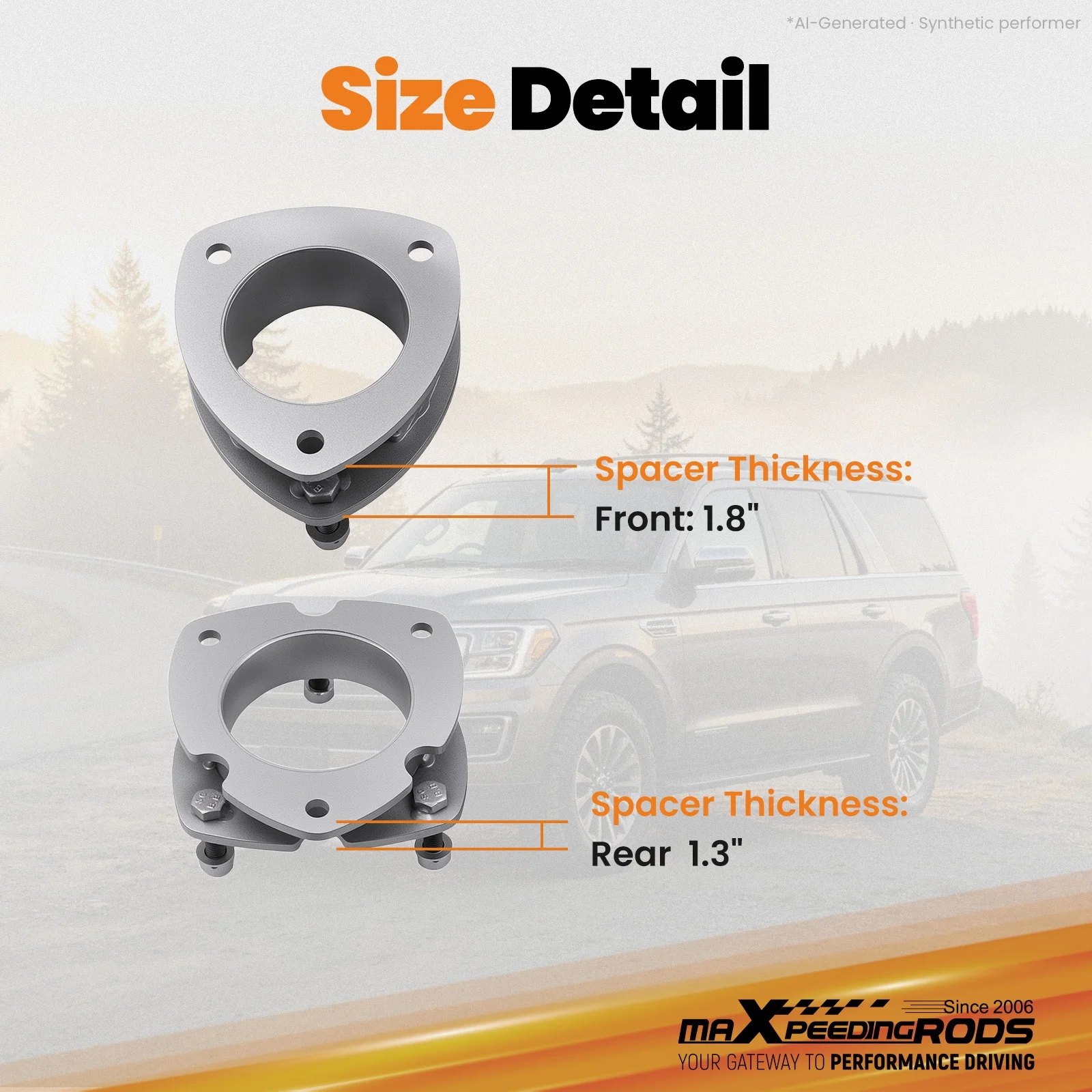 Front 3.5'' Rear 2.5'' Leveling Lift Kit for Ford Expedition 2003-2018 Steel Strut Spacers