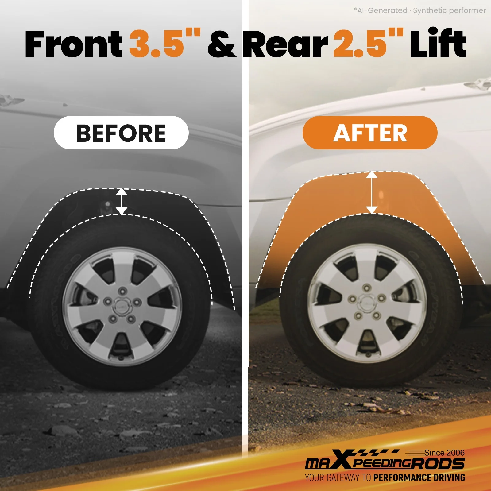 Front 3.5'' Rear 2.5'' Leveling Lift Kit for Ford Expedition 2003-2018 Steel Strut Spacers