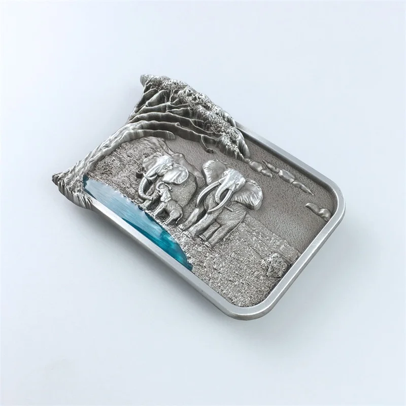 Vintage Style Africa Elephant Big Tree Wildlife Western Belt Buckle also Stock in US BUCKLE-WT110 Free Shipping
