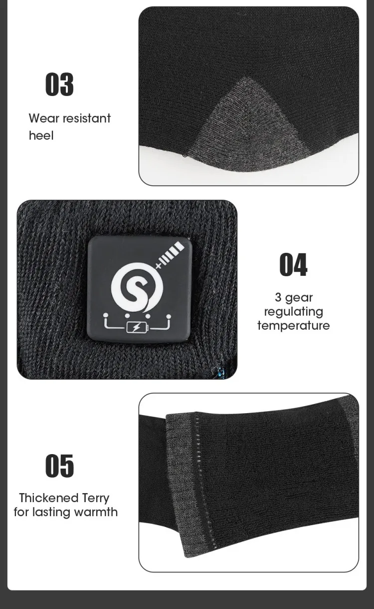 SNOW DEER Rechargeable Electric Skiing Heated Socks Winter Warm Thermal Cycling Sock Stocking Men Women For Motorcycle Cycling