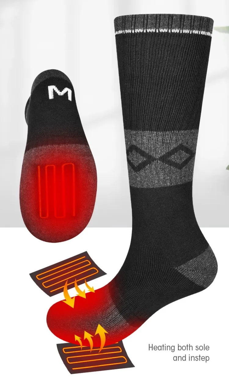 SNOW DEER Rechargeable Electric Skiing Heated Socks Winter Warm Thermal Cycling Sock Stocking Men Women For Motorcycle Cycling