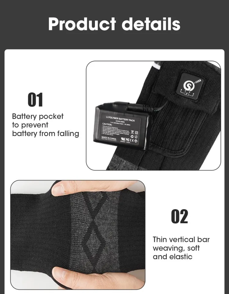 SNOW DEER Rechargeable Electric Skiing Heated Socks Winter Warm Thermal Cycling Sock Stocking Men Women For Motorcycle Cycling