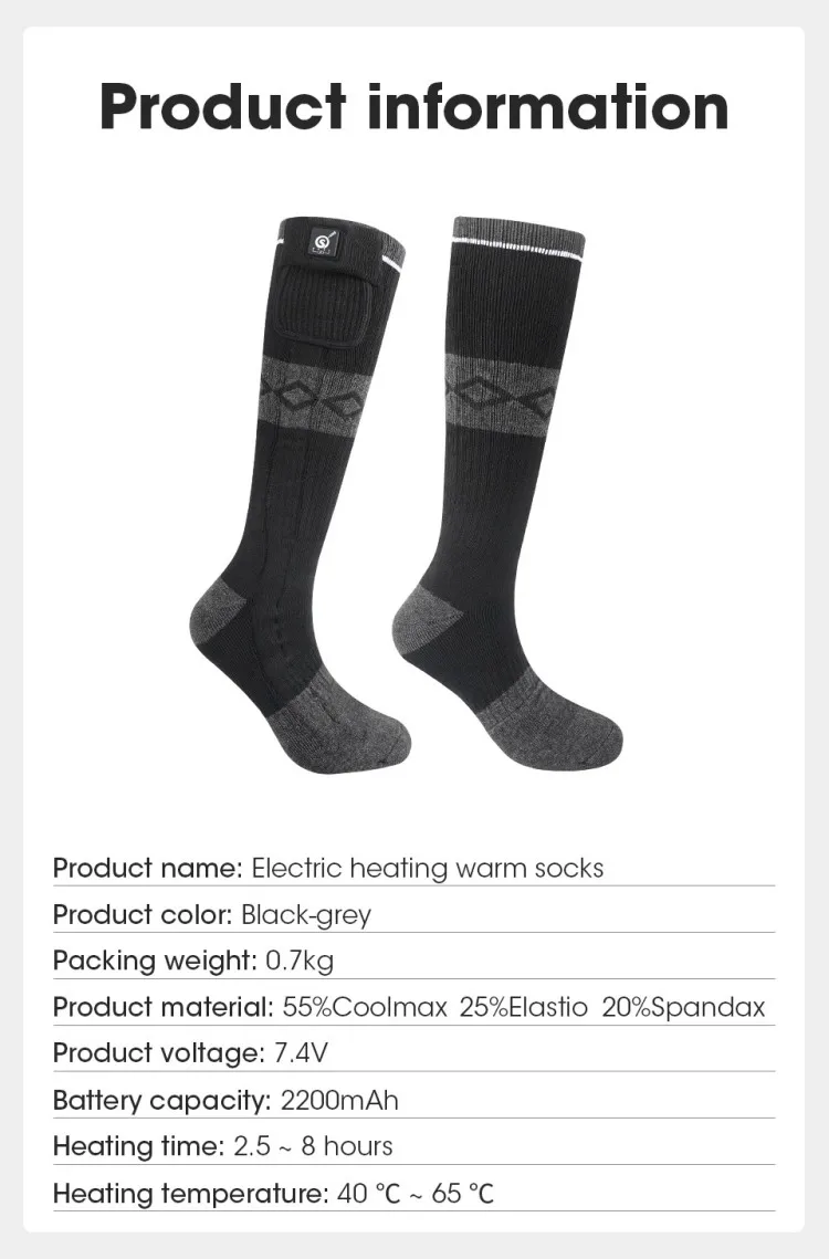 SNOW DEER Rechargeable Electric Skiing Heated Socks Winter Warm Thermal Cycling Sock Stocking Men Women For Motorcycle Cycling