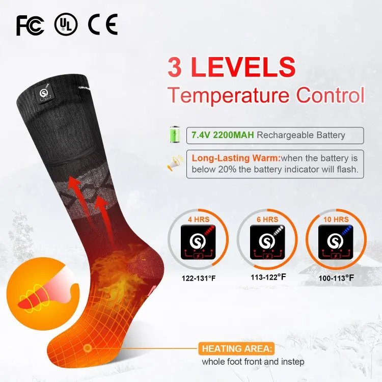 SNOW DEER Rechargeable Electric Skiing Heated Socks Winter Warm Thermal Cycling Sock Stocking Men Women For Motorcycle Cycling