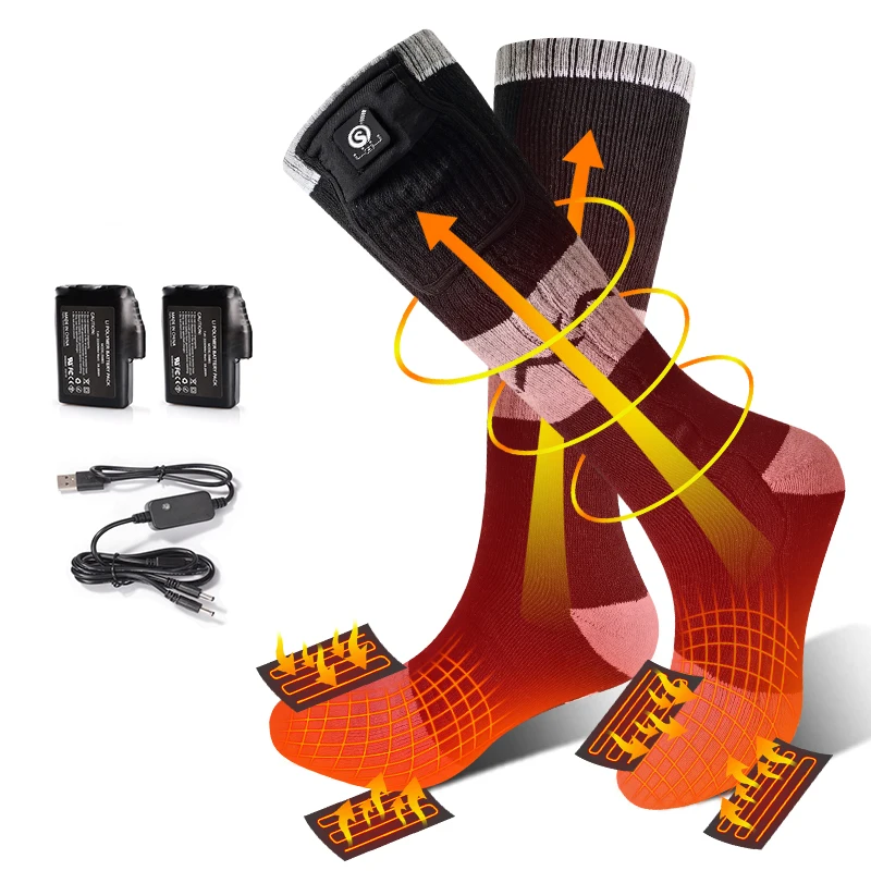 SNOW DEER Rechargeable Electric Skiing Heated Socks Winter Warm Thermal Cycling Sock Stocking Men Women For Motorcycle Cycling