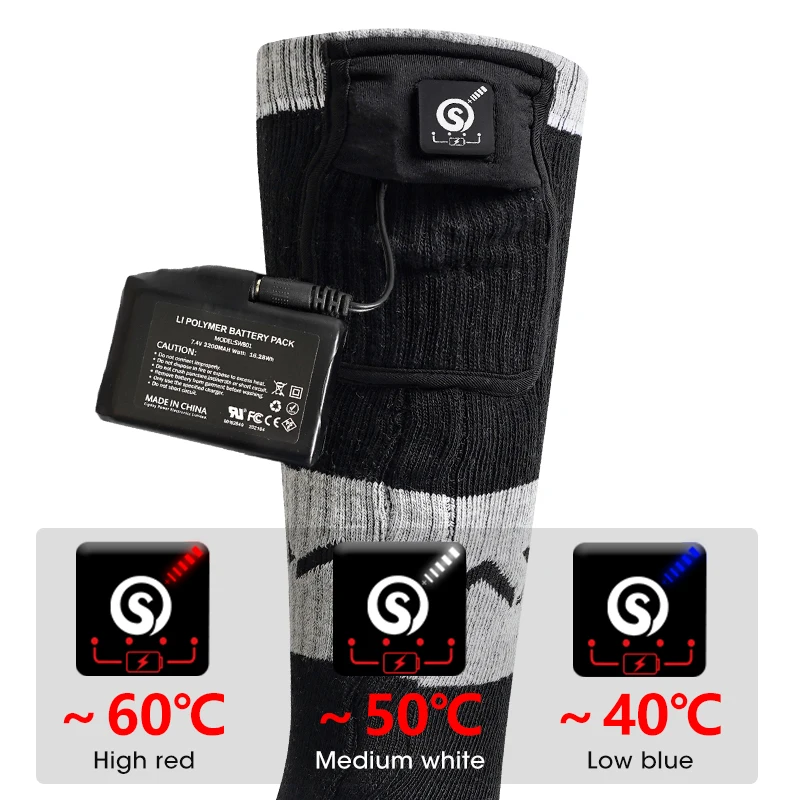 SNOW DEER Rechargeable Electric Skiing Heated Socks Winter Warm Thermal Cycling Sock Stocking Men Women For Motorcycle Cycling