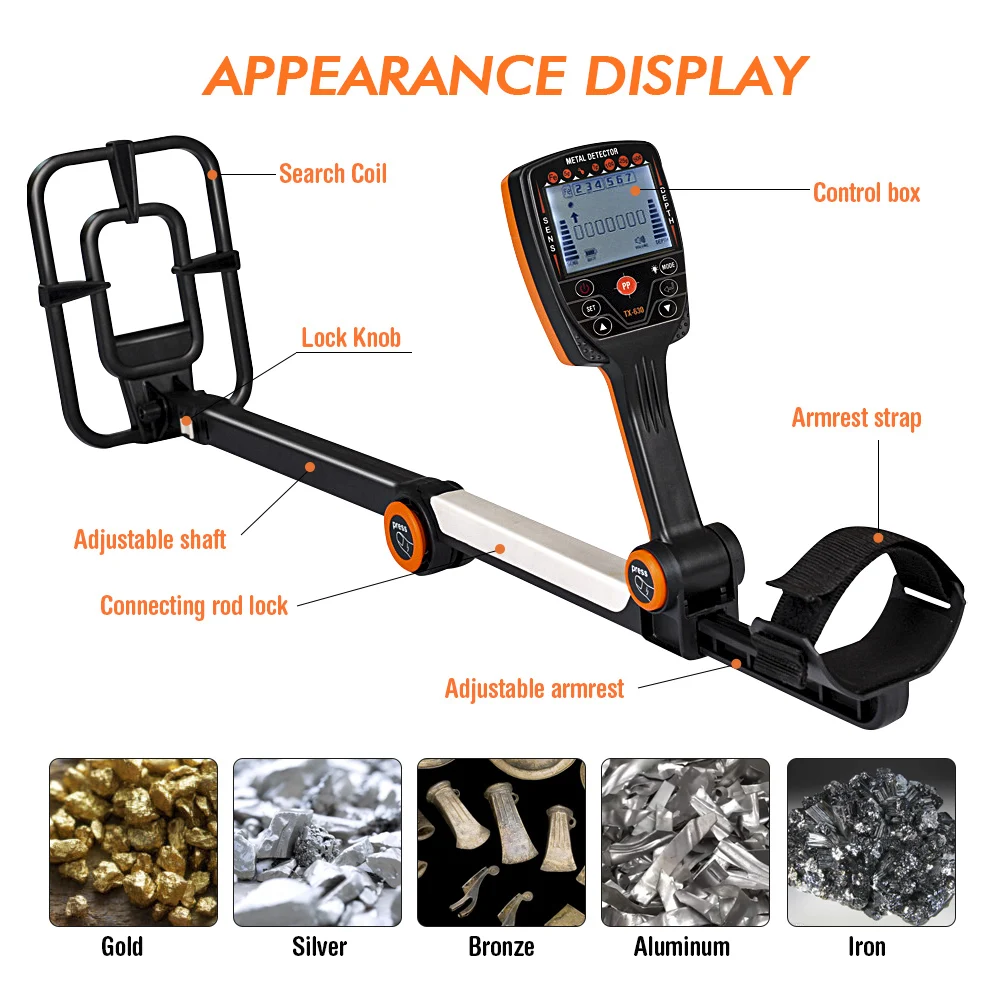 TX‑630 Foldable Professional Metal Detector is perfect for adult beginners & hobby treasure hunters Foldable design outdoorDéte