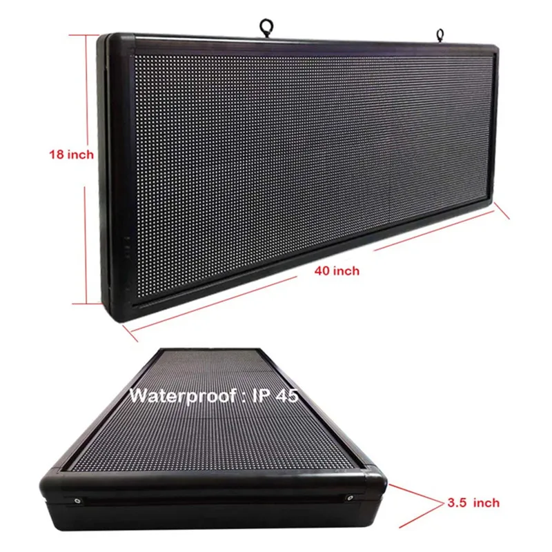 P6 Full Color Wifi Outdoor LED Sign RGB Video Image USB Flash LED Display 103x45cm Programmable LED Sign Scrolling Message Board