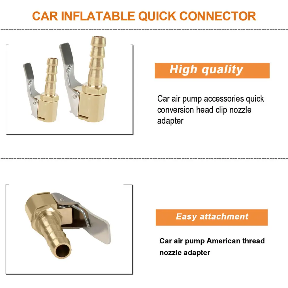 Car Accessories 6/8mm Tyre Wheel Tire Air Chuck Iator Pump Valve Clip Clamp Connector Adapter For Compressor Car Auto Brass