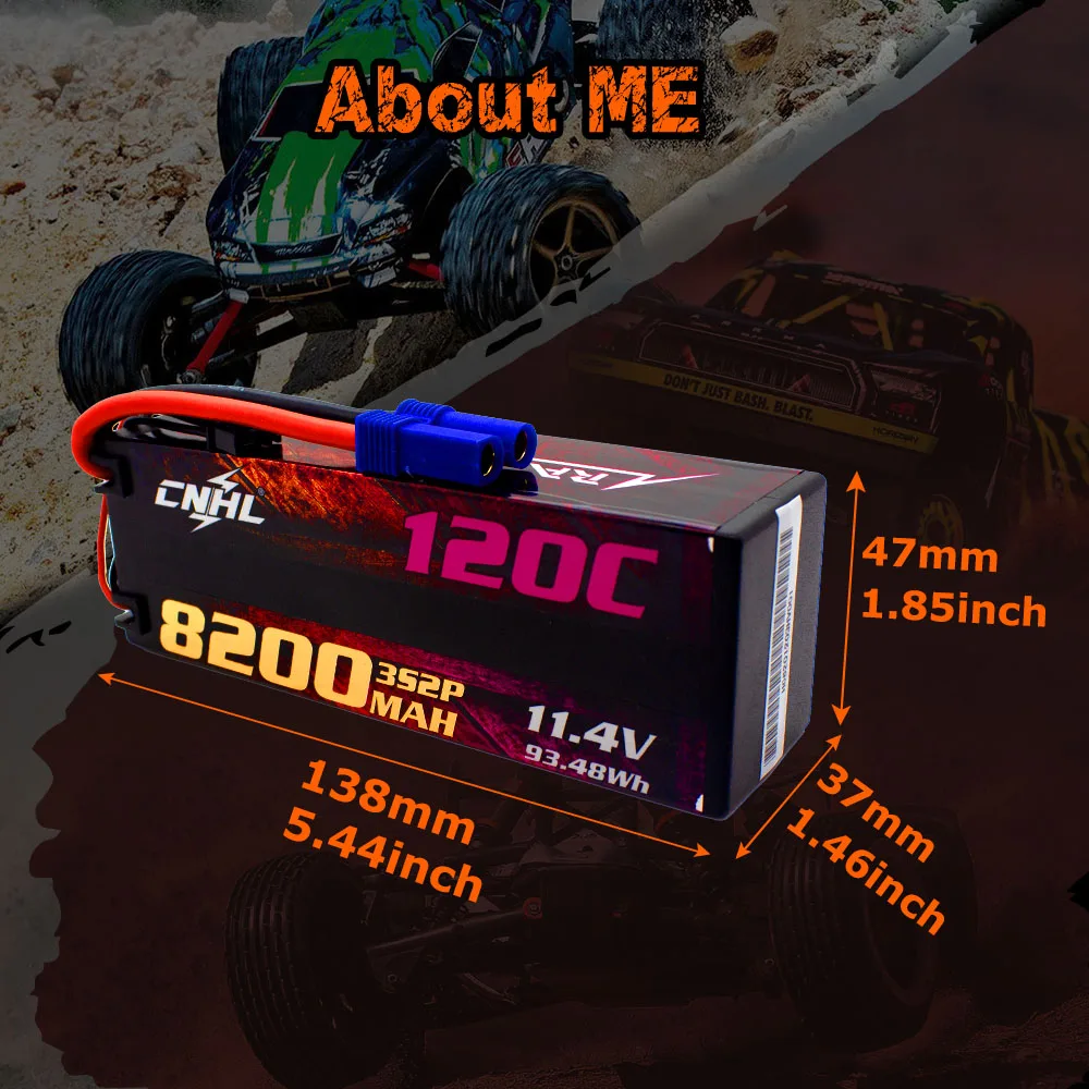 CNHL 2S 3S 4S Lihv Battery 7.6V 11.4V 15.2V 8200mAh 9000mAh 120C HV HardCase With EC5 Plug For RC Car Boat Airplane Truck Truggy