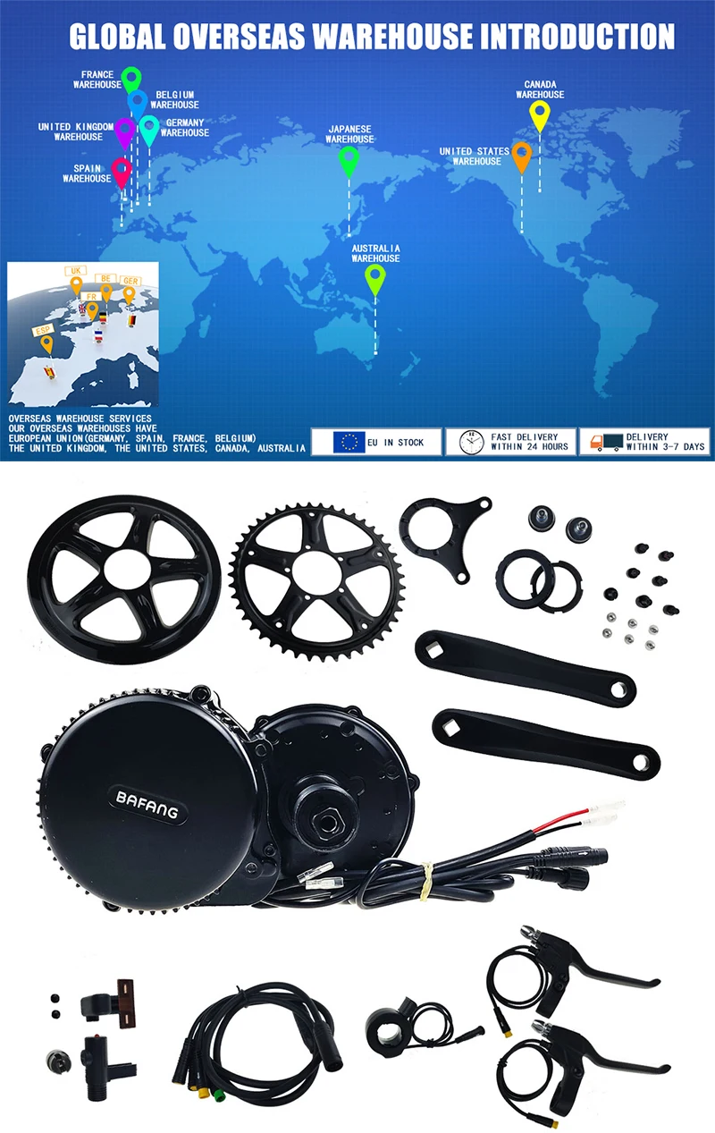 Bafang Motor BBSHD 1000W 52V BBS02B BBS02 750W 500W 48V BBS01 250W 36V Mid Drive Motor Electric Bicycle Conversion Kit 44T / 46T