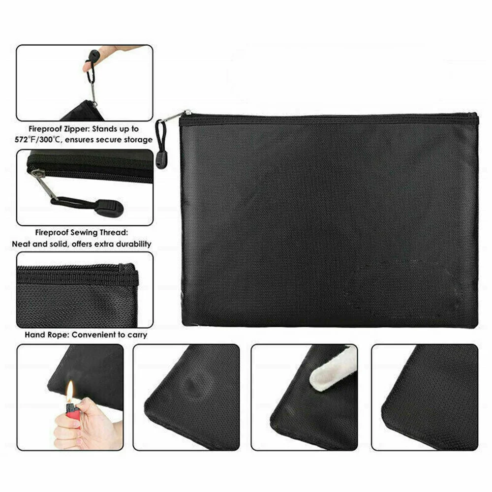 A4 File Bag Fireproof Waterproof Document Bag Office Desktop Storage Organizer Safe Flame Retardant Secret File Protect Pouch