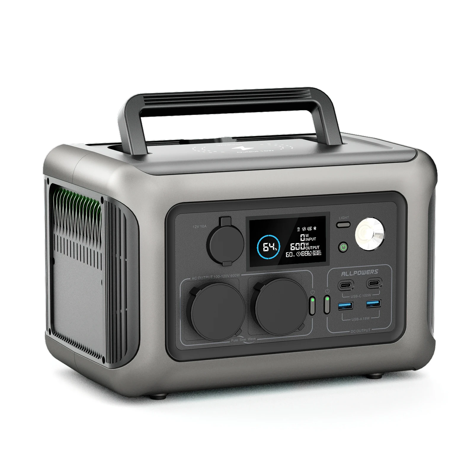 ALLPOWERS Portable Power Station R600, 299Wh LiFeP04 Battery with 2x 600W (1200W Surge) AC Outlets for Outdoor Camping RV Home