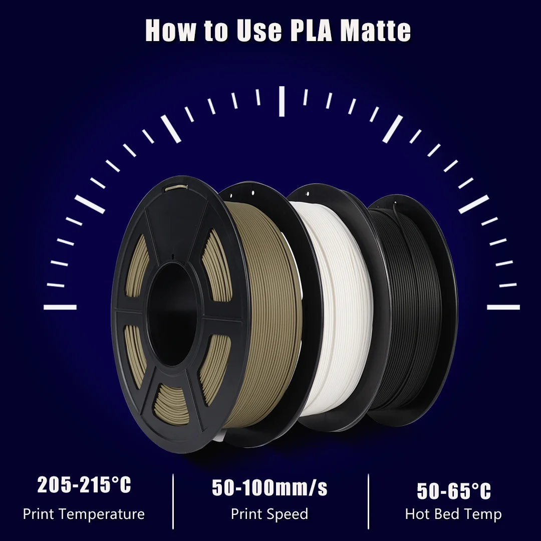 SUNLU PLA Matte Filament 1KG Shine-Free Printed Surface 1.75MM Frosted Texture Eco-Friendly Non-Toxic No Bubble Low Odor