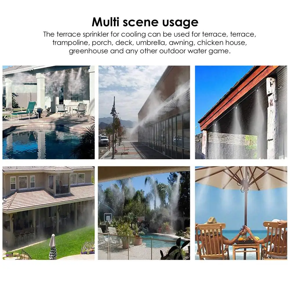 Water Misters For Outside Patio Outdoor Water Misting Cooling Irrigation System 6M/9M/12M Garden Umbrella Mist Sprinkler Nozzle