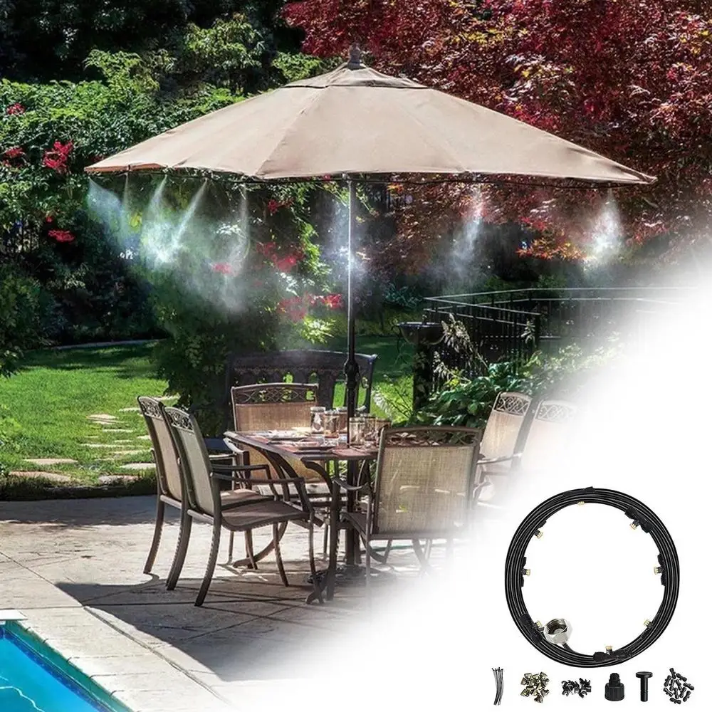 Water Misters For Outside Patio Outdoor Water Misting Cooling Irrigation System 6M/9M/12M Garden Umbrella Mist Sprinkler Nozzle