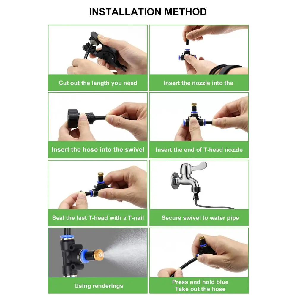 Water Misters For Outside Patio Outdoor Water Misting Cooling Irrigation System 6M/9M/12M Garden Umbrella Mist Sprinkler Nozzle