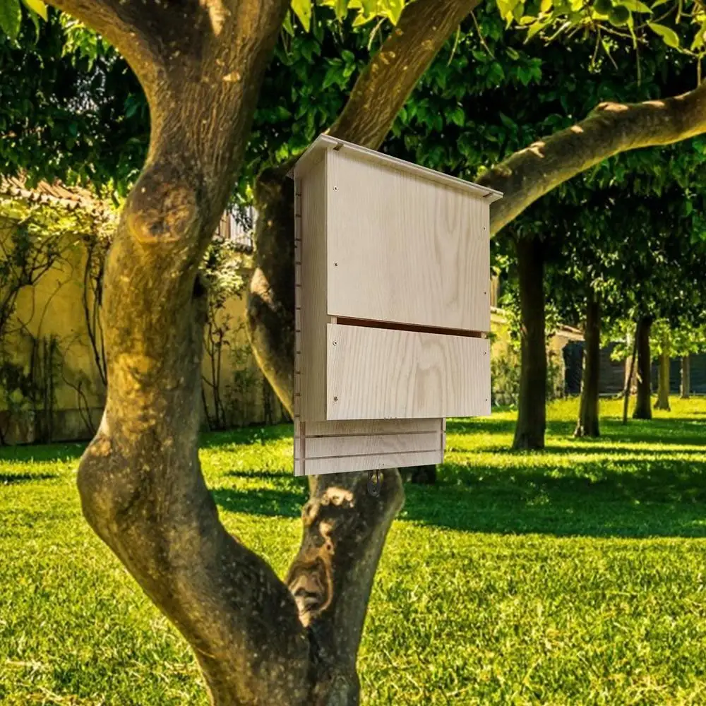 Wooden Bat House Wood Shelter For Bat Colony Reusable Wooden Bat Box Shelter For Hibernation Wooden Bat Box Shelter For Garden